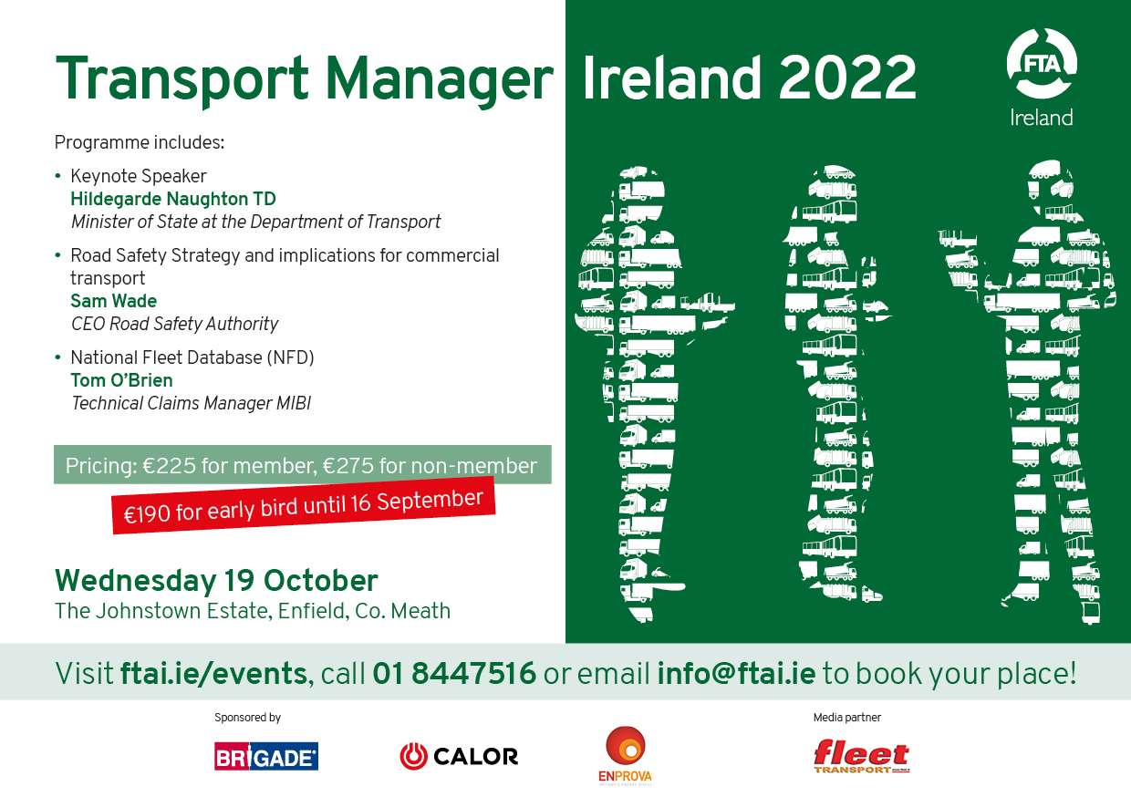FTA Ireland - Transport Manager Ireland Seminar 2022 - Johnstown House, Enfield - Booking available 